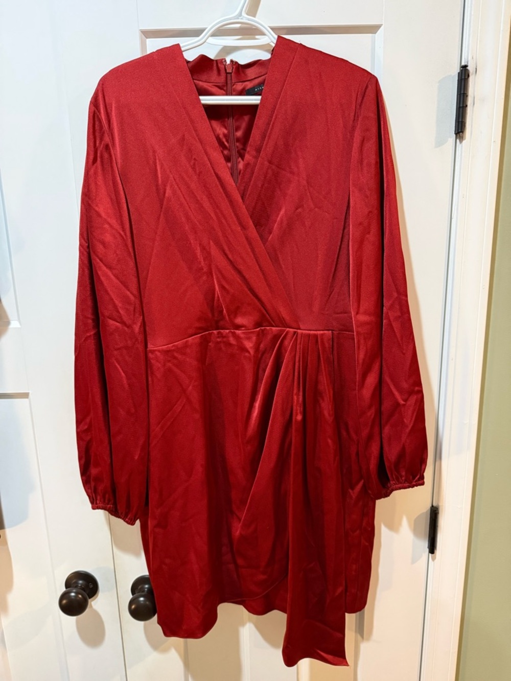 Alex Marie Red V-Neck Long Sleeve Wrap Dress